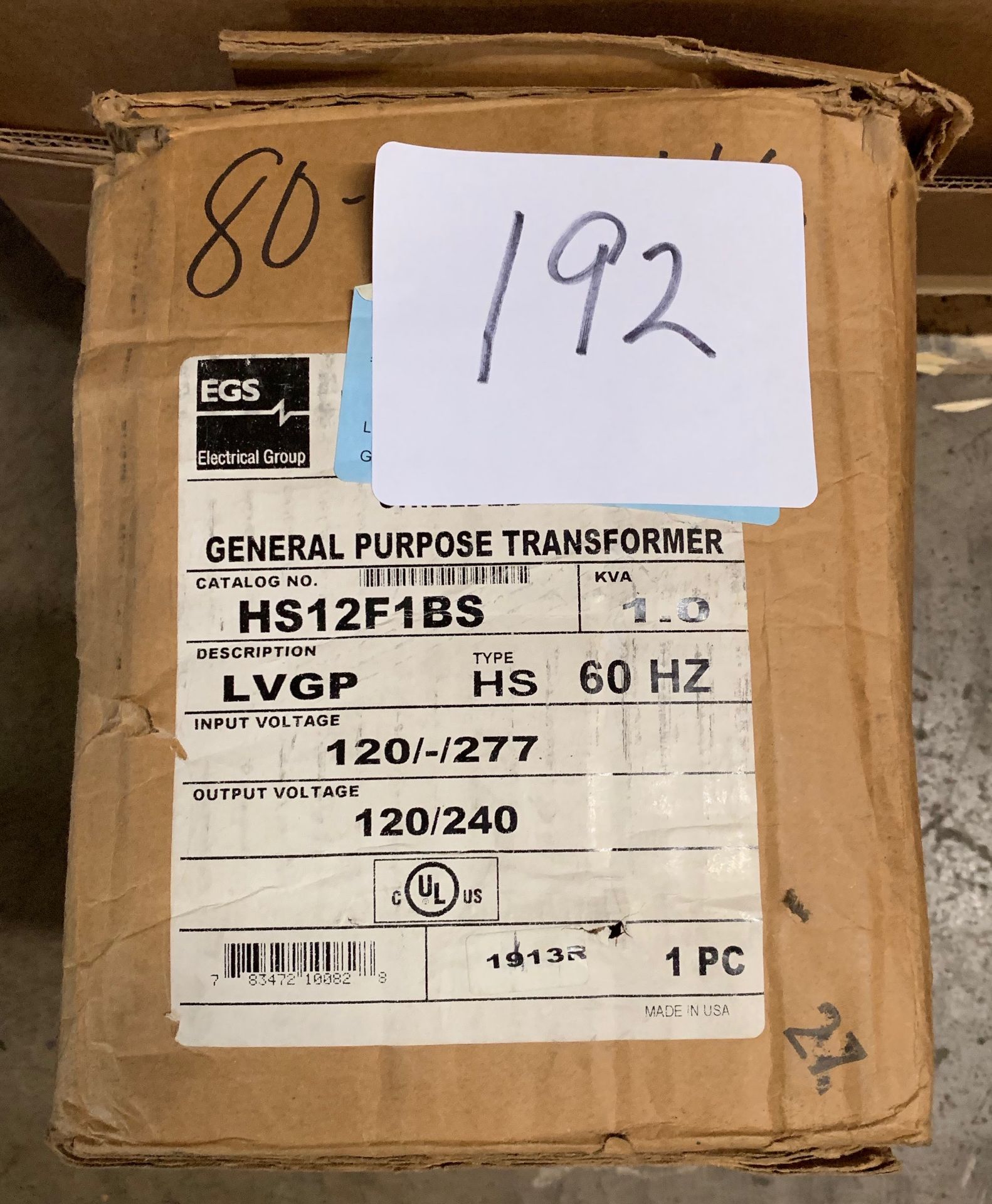 EGS HEVI-DUTY GENERAL PURPOSE TRANSFORMER CAT # HS12F1BS - new, never used - List price $342