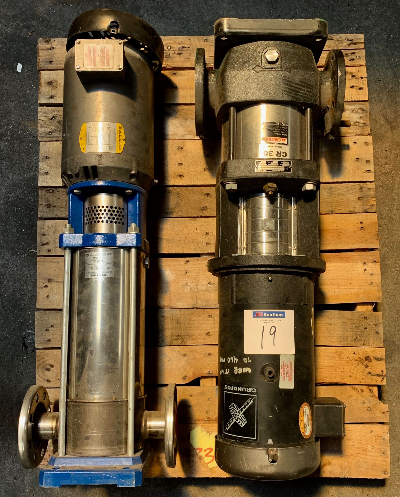 (1) Goulds Model 3SVBK7 & (1) Grundfos CR30-20-U-G-K-AUUE Water Pump and Motors - One money for both