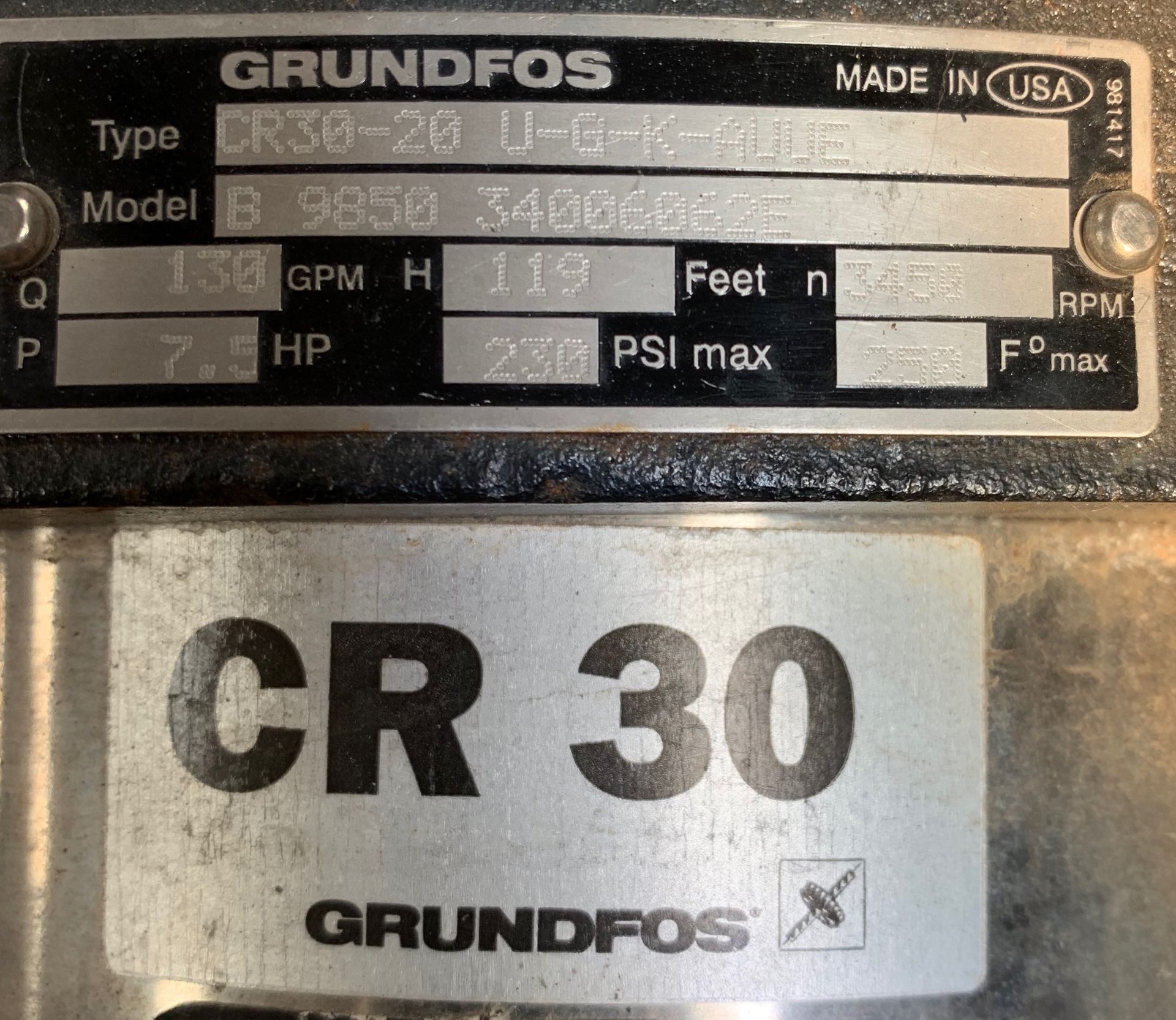 (1) Goulds Model 3SVBK7 & (1) Grundfos CR30-20-U-G-K-AUUE Water Pump and Motors - One money for both - Image 3 of 3