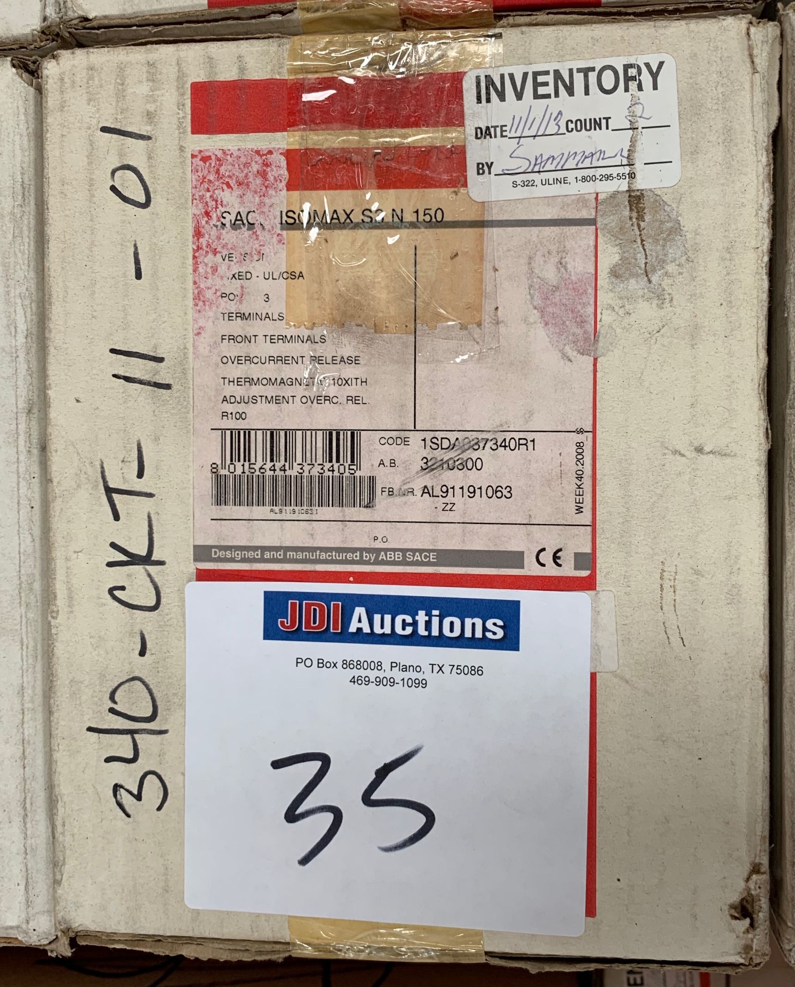 (3) ABB SACE ISOMAX S3N015TW Code 1SDA037329R1 15 Amp Circuit Breaker - new, never used - Qty. 3 - Image 2 of 2