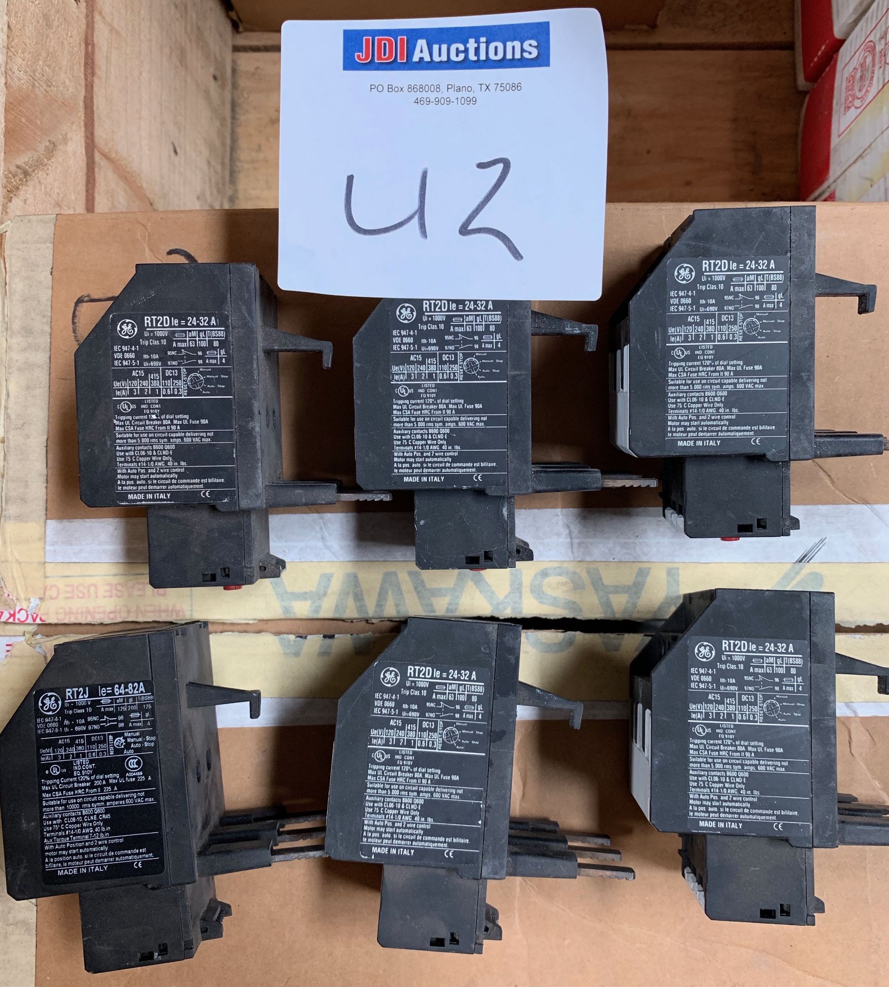 (6) GE Cat # RT2D Overload Relay, 24-32 Amps, Auto/Manual - Qty. 6