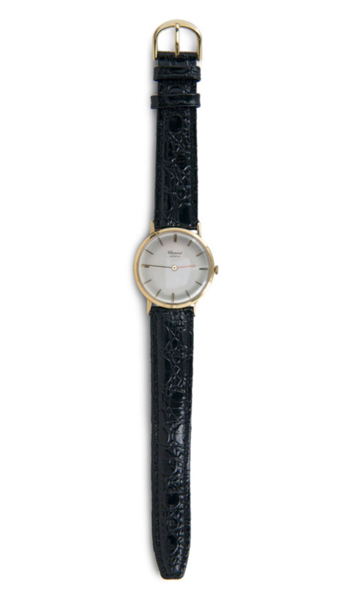 Uhren - - Zeitlose 18 kt Gold Chopard Herrenuhr mit Lederarmband. 1970er Jahre, 750er Gelbgold (
