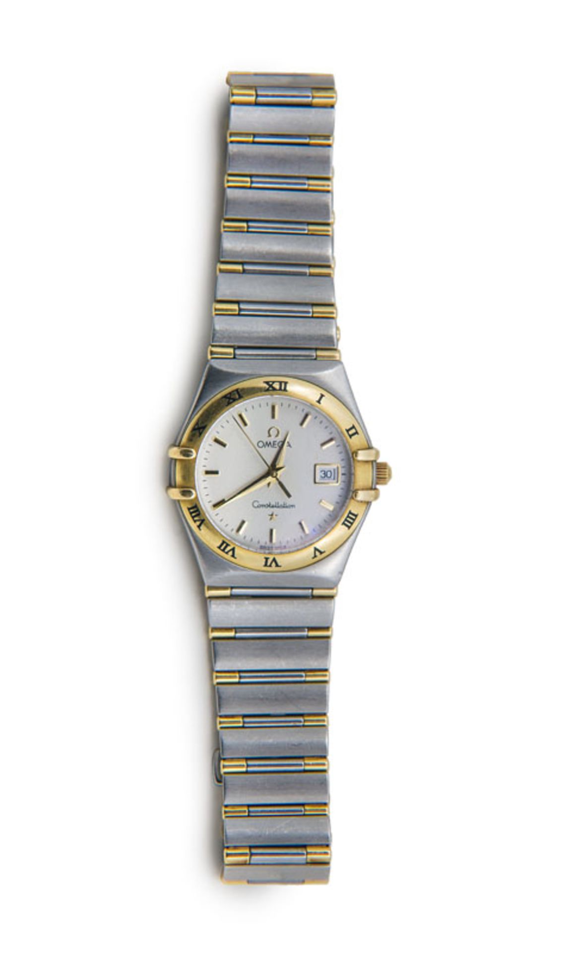 Uhren - - Omega Constellation Damenarmbanduhr. 1980er Jahre. Edelstahl und 18 kt Gelbgold. Rundes