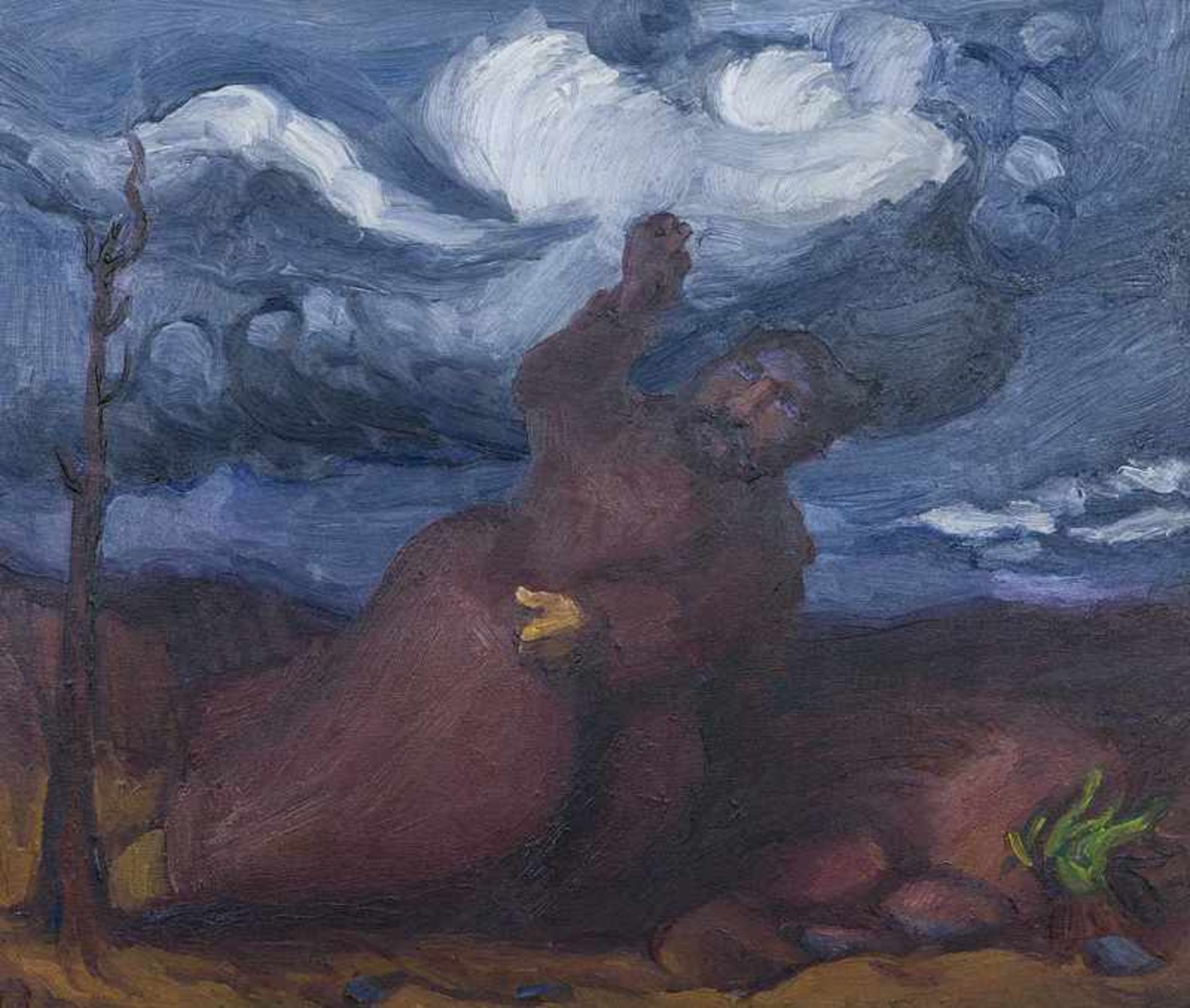 Meidner, Ludwig. (1884 Bernstadt - 1966 Darmstadt). Prophet in der Landschaft. (1933). Öl auf