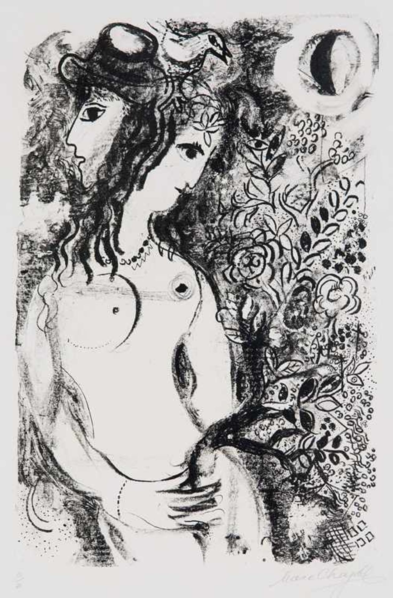 Chagall, Marc. (1887 Witebsk - 1985 St. Paul-de-Vence). Couple à l´Oiseau (Pärchen mit Vogel). 1959.