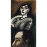 Günther, Herta. (1934 - 2018 Dresden). Bildnis einer Dame und eines Herren im Theater. 1988. Pastell