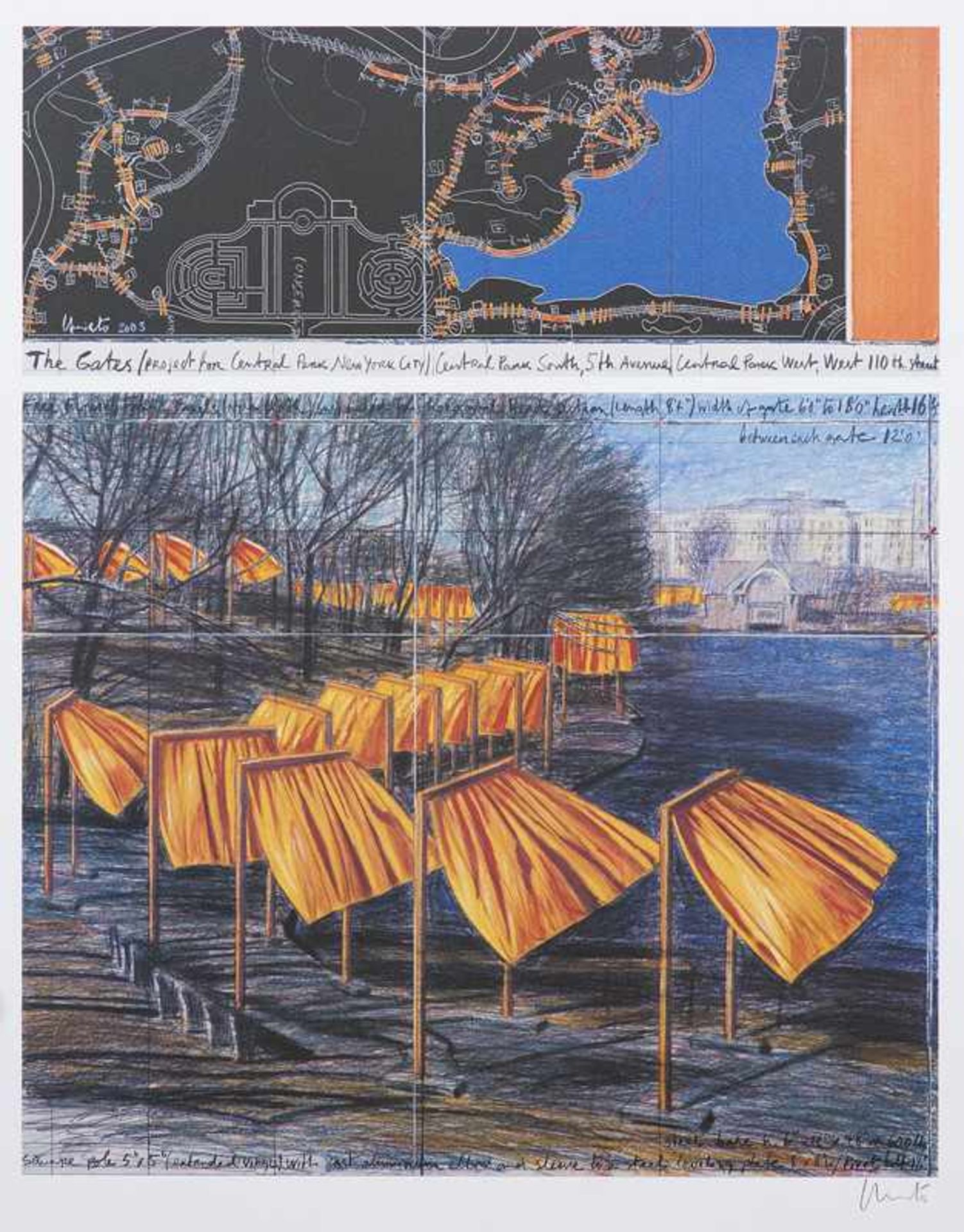Christo (d. i. Chr. Javacheff). (1935 Gabrovo/Bulgarien). The Gates. Project for Central Park, VIII,