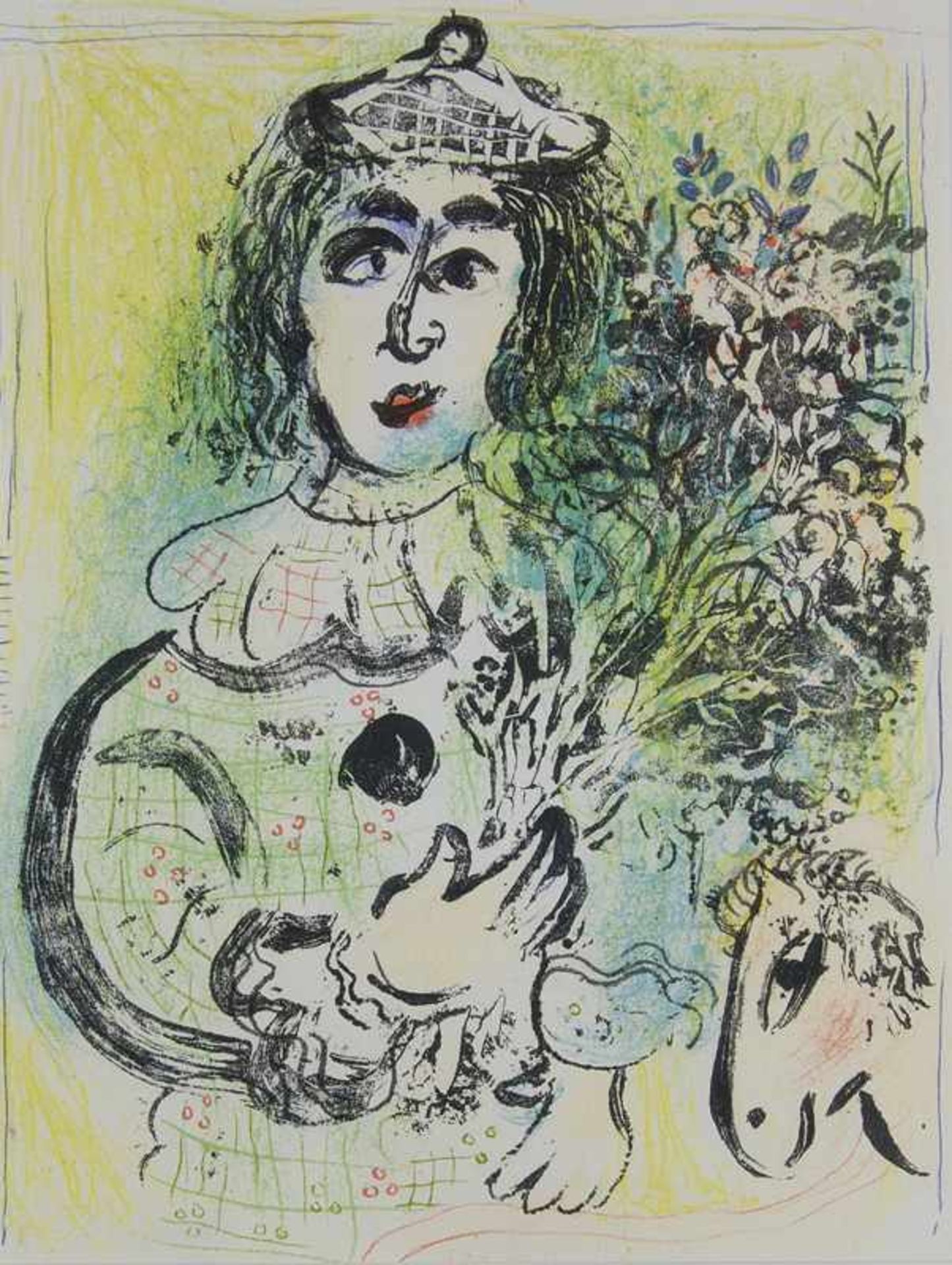 Chagall, Marc. (1887 Witebsk - 1985 St. Paul-de-Vence). Le Clown fleuri (Blumengeschmückter