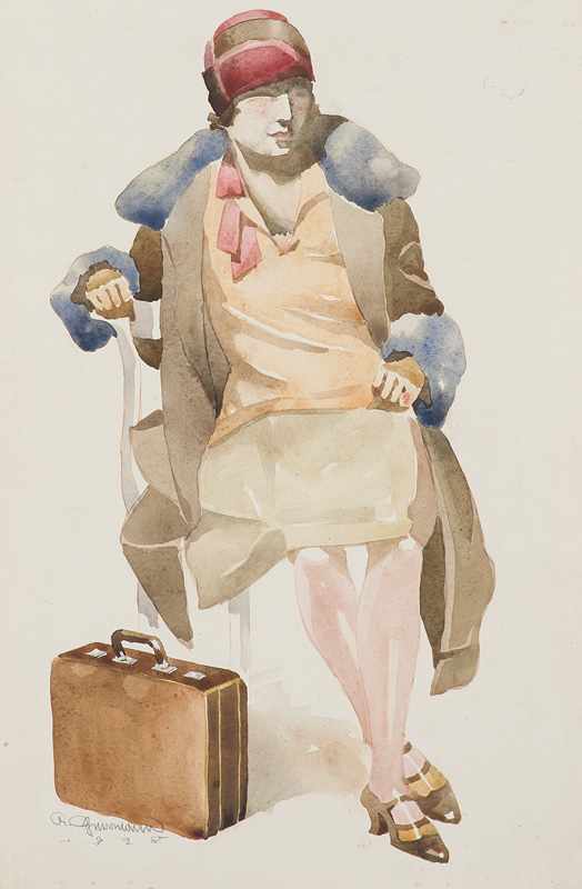 Künstler des 20. Jhd. - Deutsch. Sammlung von 6 Blatt mit Mode- u. Kostümentwürfen. 1928/29.