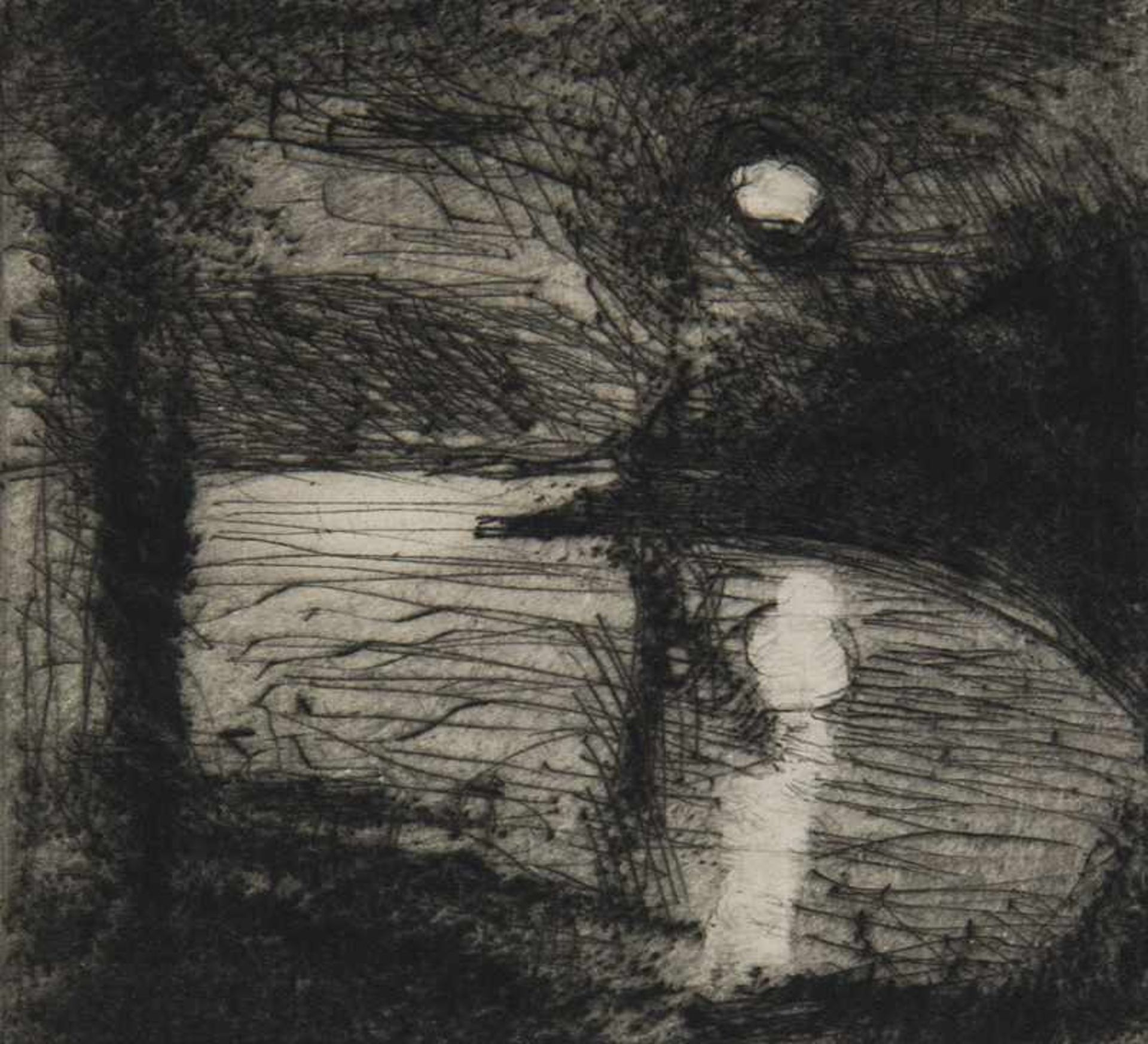 Corinth, Lovis. (1858 Tapiau - 1925 Zandvoort). Walchensee im Mondschein. 1920. Radierung auf