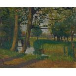 Ahlers-Hestermann, Friedrich. (1883 Hamburg - 1973 Berlin). Sommerliche Bachlandschaft. Öl auf