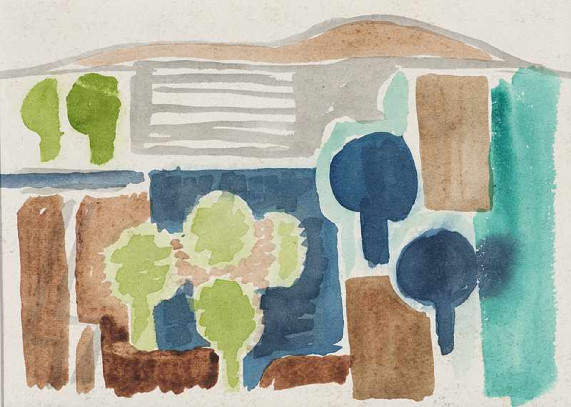 Coenen, Otto. (1907 Düren - 1971 Mönchengladbach). Landschaft. Um 1957. Aquarell auf Papier. 12 x 20