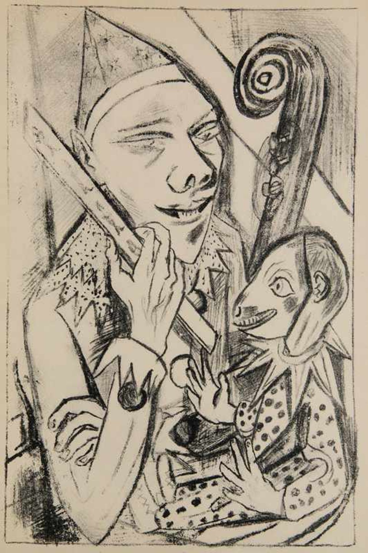 Beckmann, Max. (1884 Leipzig - 1950 New York). Pierrot und Maske. 1920. Lithographie auf