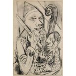 Beckmann, Max. (1884 Leipzig - 1950 New York). Pierrot und Maske. 1920. Lithographie auf