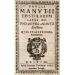 Manutius, Paulus. Paulli Manutii Epistolarum Libri XII. Mit 2 Holzschnitt TVignetten u.