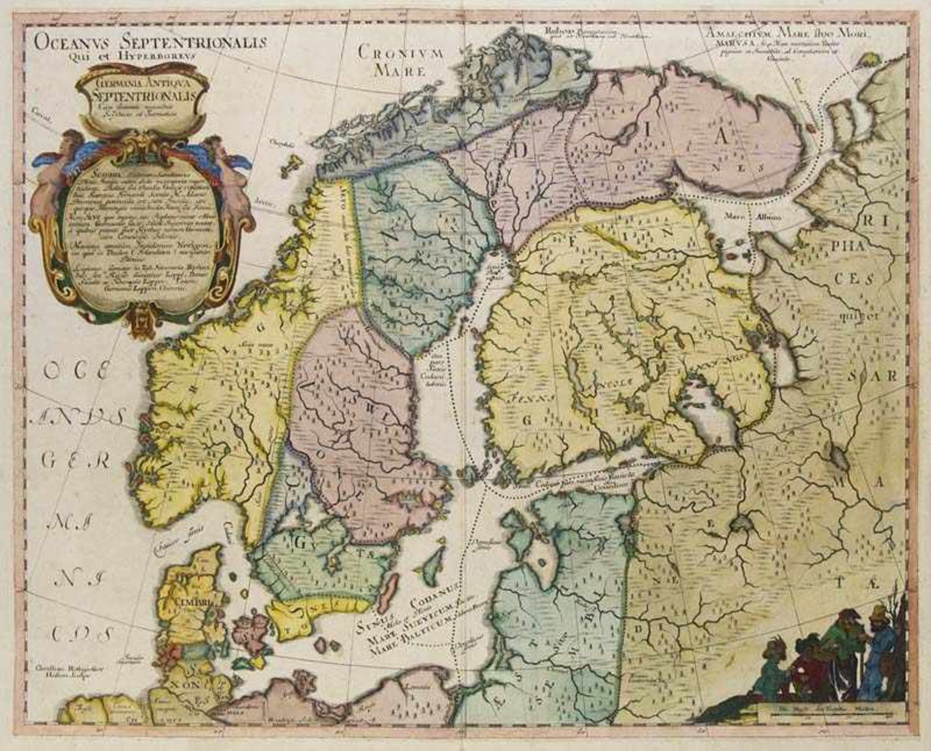 Dänemark - Skandinavien - - Sammlung von 5 Landkarten. Kupferstich. Mit Kartuschen und teils