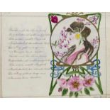 Jugendstil - - Schriftproben der Marie Winter (Deckeltitel). Jugendstilalbum mit aquarellierten