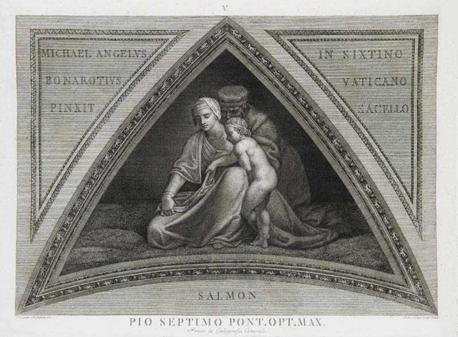 Nach - Michelangelo. Portfolio von 28 prachtvollen großformatigen Kupferstichen der Kalkographie Rom
