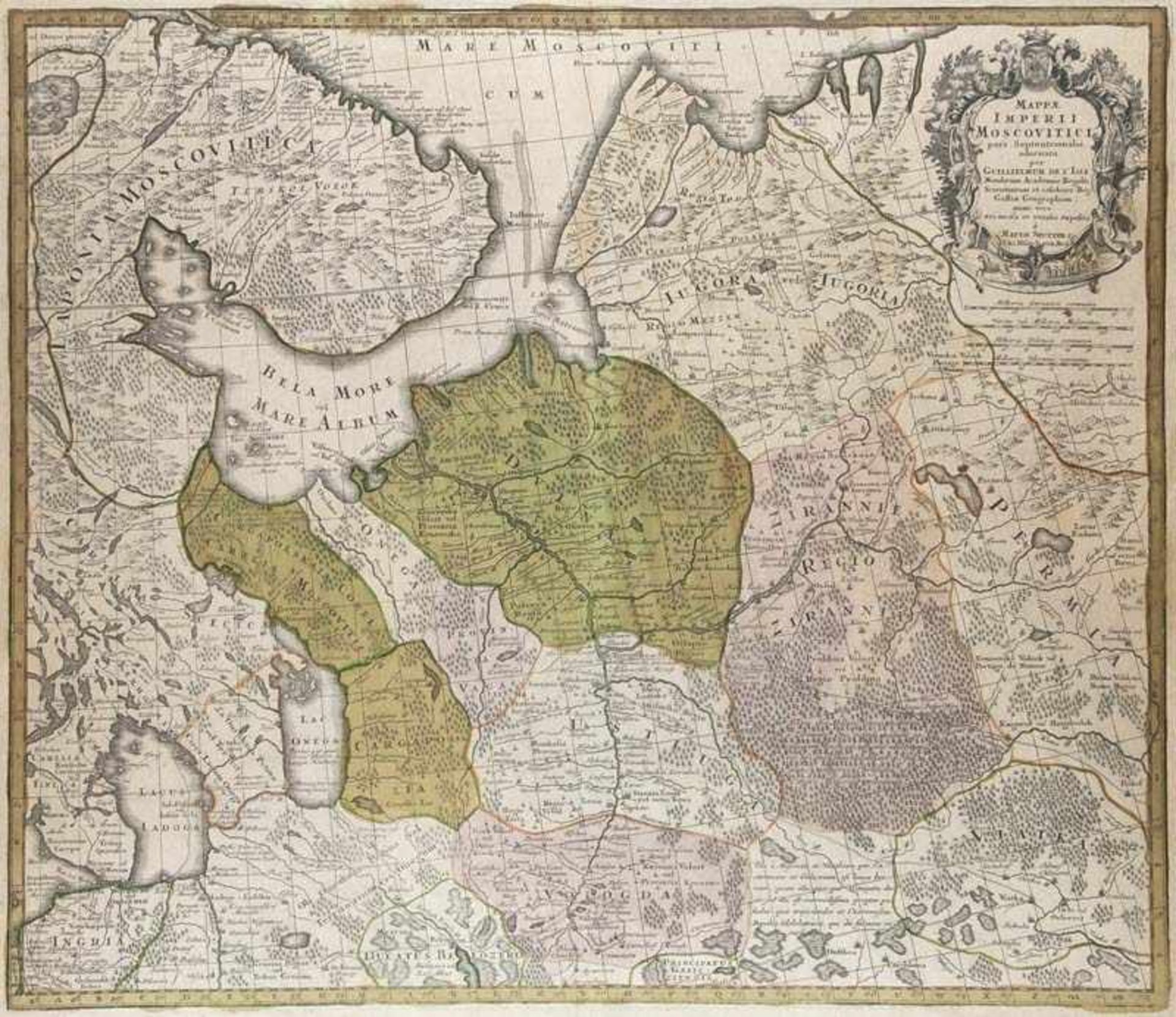 Russland - - Mappae Imperii Moscovitici pars Septentrionalis. Teilkolor. Kupferstichkarte von M.