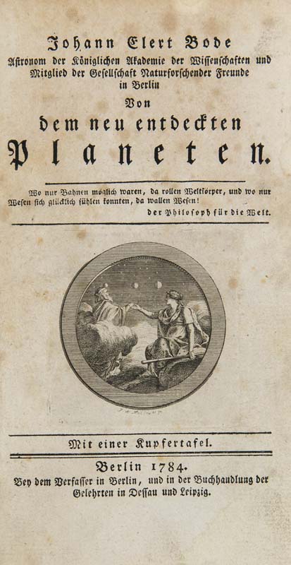 Astronomie - - Bode, Johann Elert. Von dem neu entdeckten Planeten. Mit gestoch. Titelvignette.