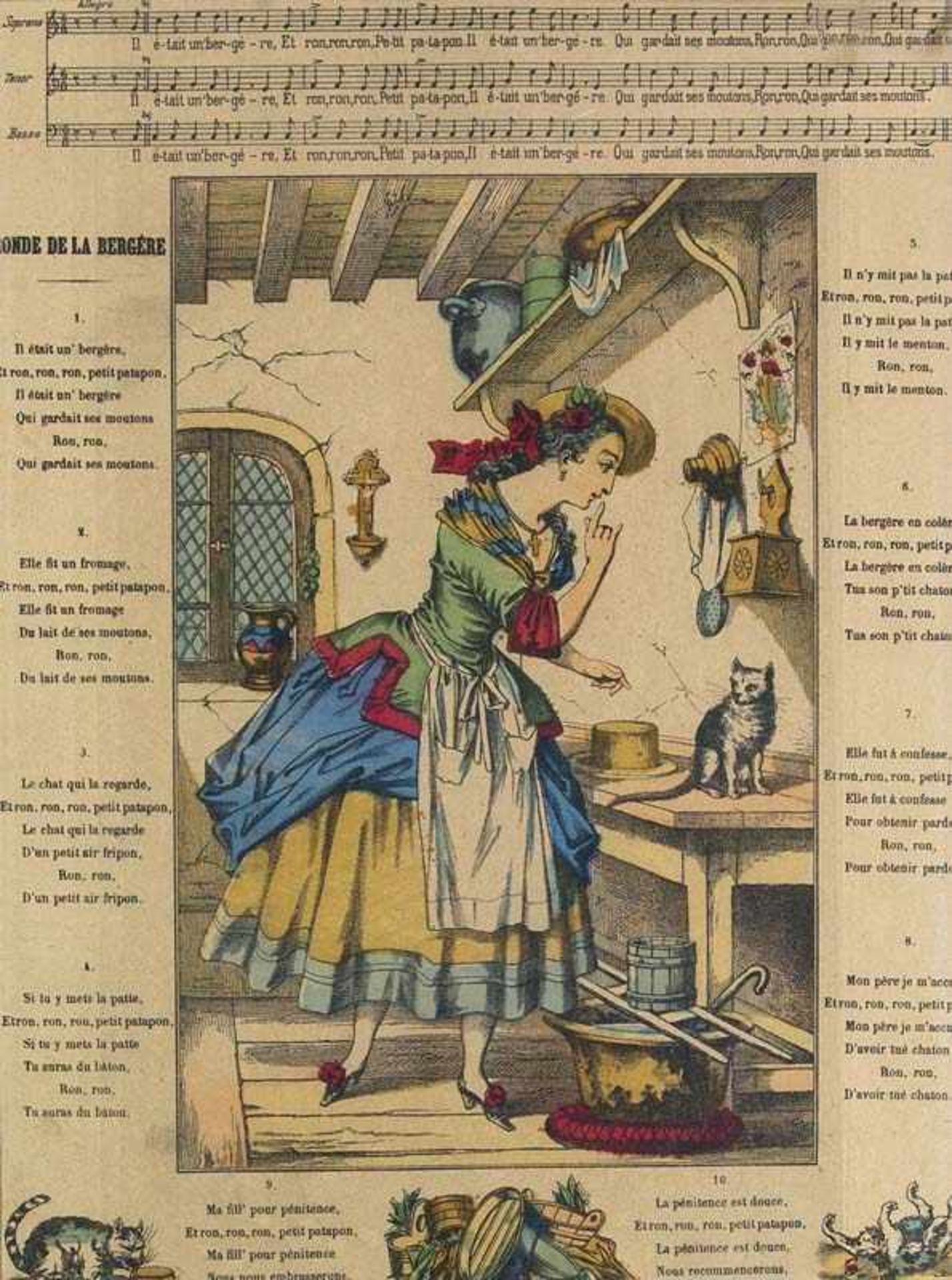 Bilderbogen - - Sammlung von ca. 93 kolorierten französischen u. belgischen Bilderbogen. Um 1860-