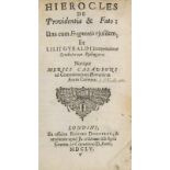 Philosophie - - Hierocles de Providentia & Fato : Una ciúm Fragmentis ejuseem , Et Lilii Gyrald