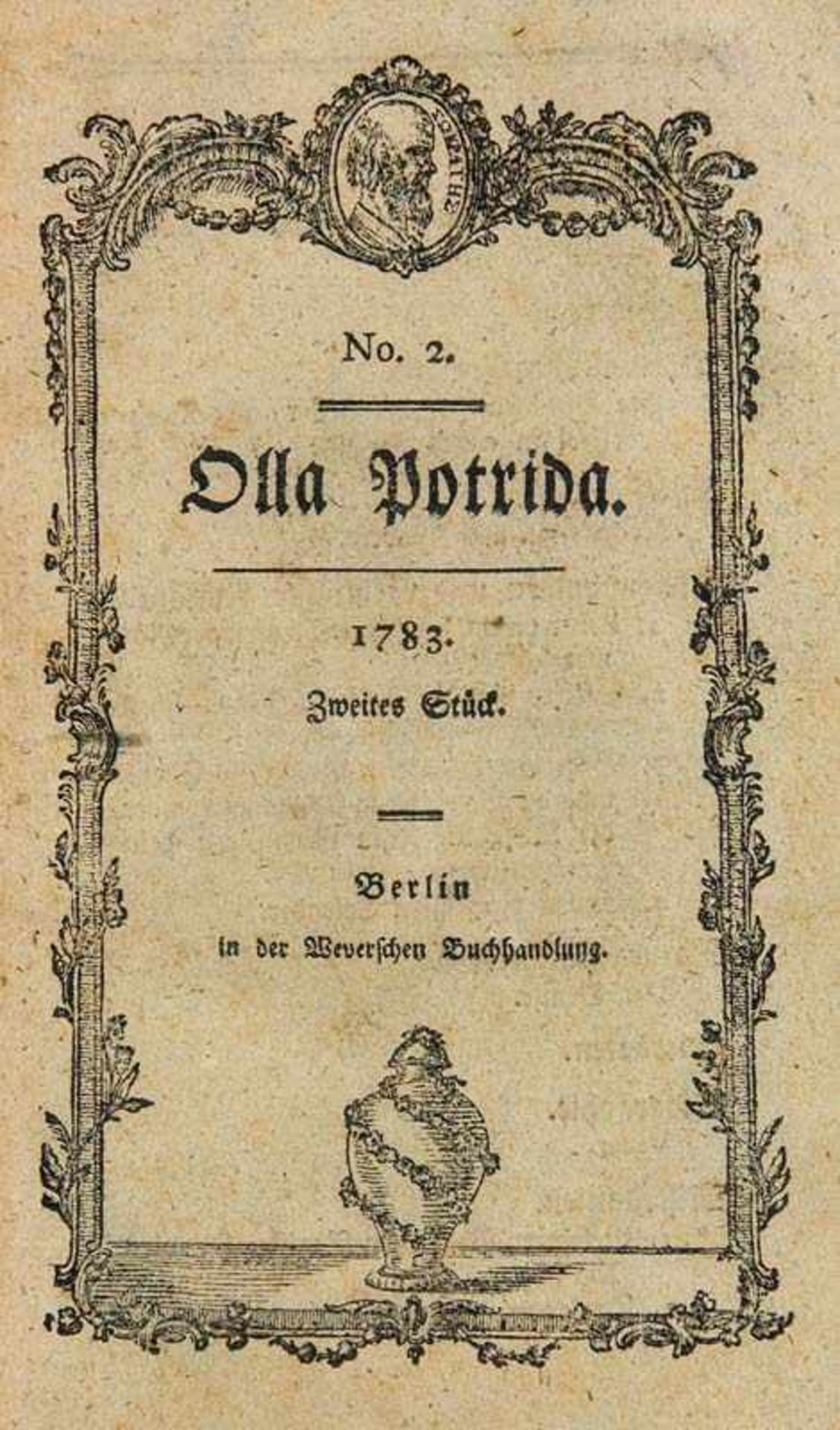 Reichard, Heinrich August Ottokar u.a. (Hrsg.).. Olla Potrida. Zweites Stück 1783 und Viertes Strück