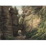 Sachsen - - Hammer, Christian Gottlob. Vue de la porte de rocher dans la vallée de Ottowalde en