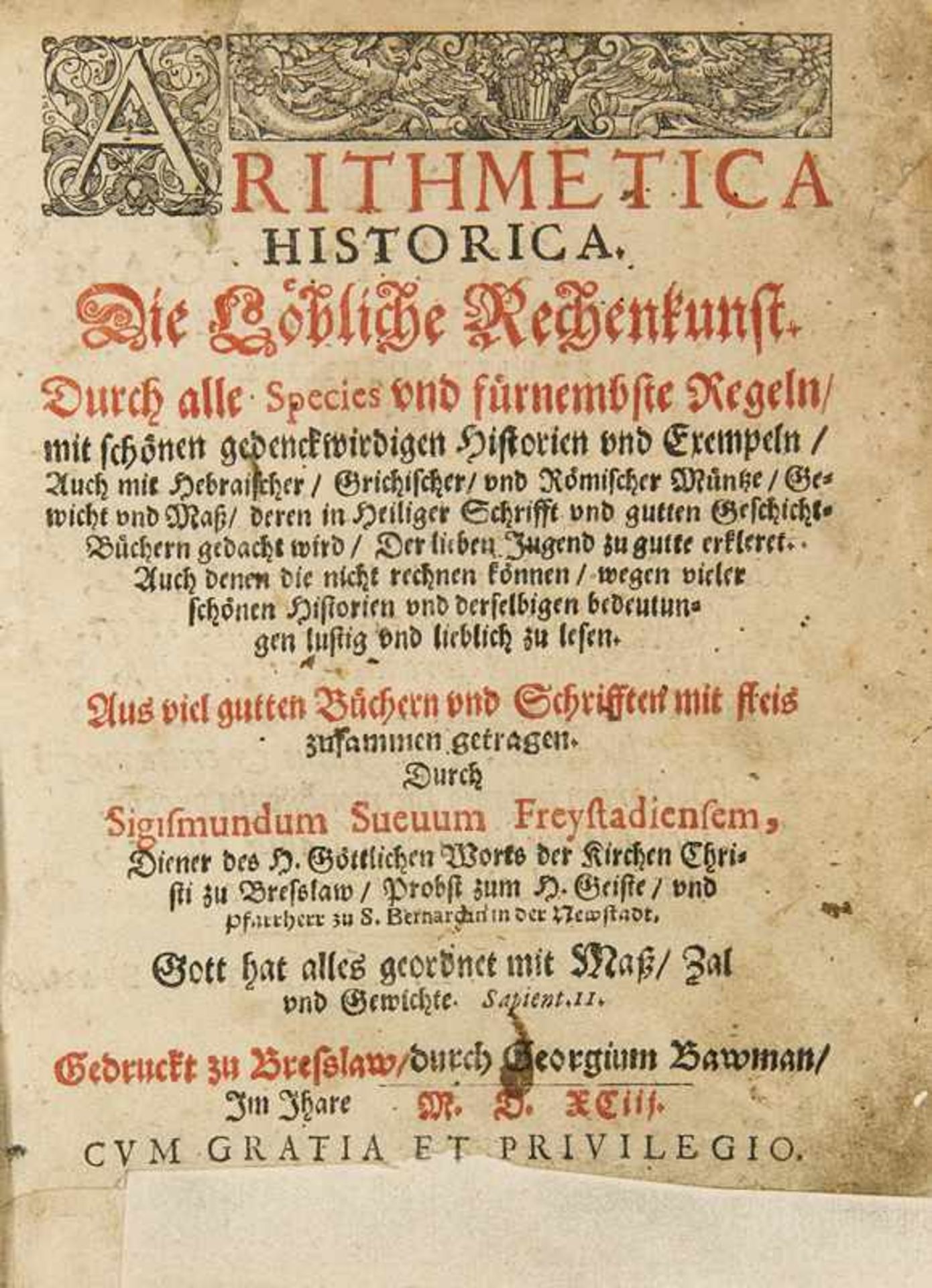 Mathematics Suevus (Schwabe), Sigismund Arithmetica Historica. Die Löbliche Rechenkunst. Durch