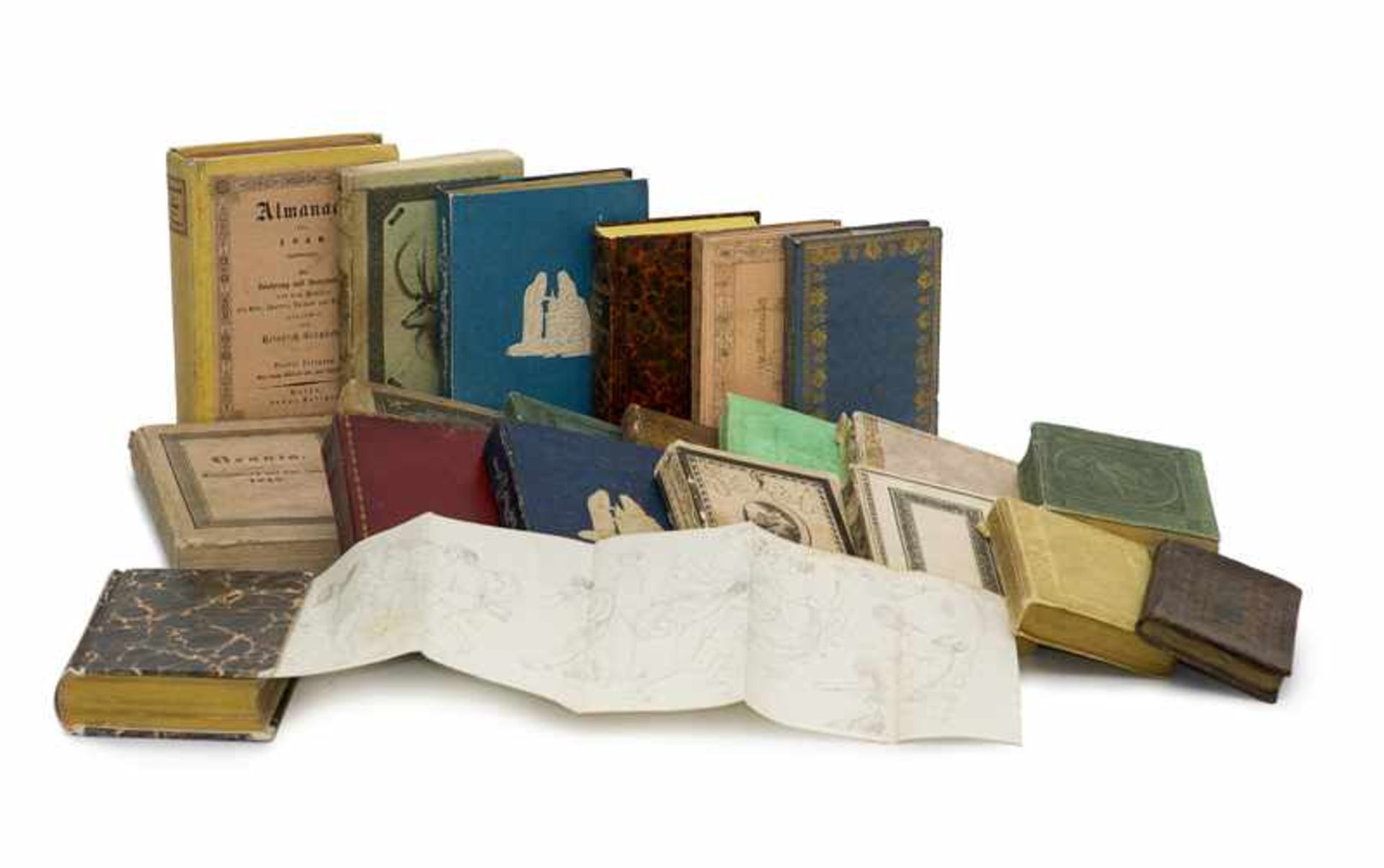 Collection of 20 almanacs as listed above. Partially with engraved plates. Different formats and