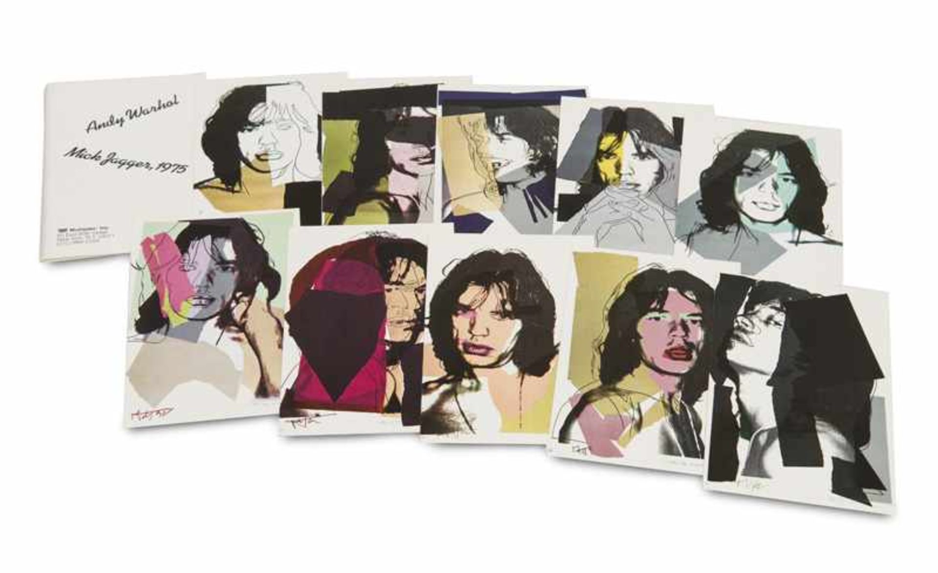 Mick Jagger cards. 1975. Set of 10 offset lithographs in postcard style on light cardboard. Each