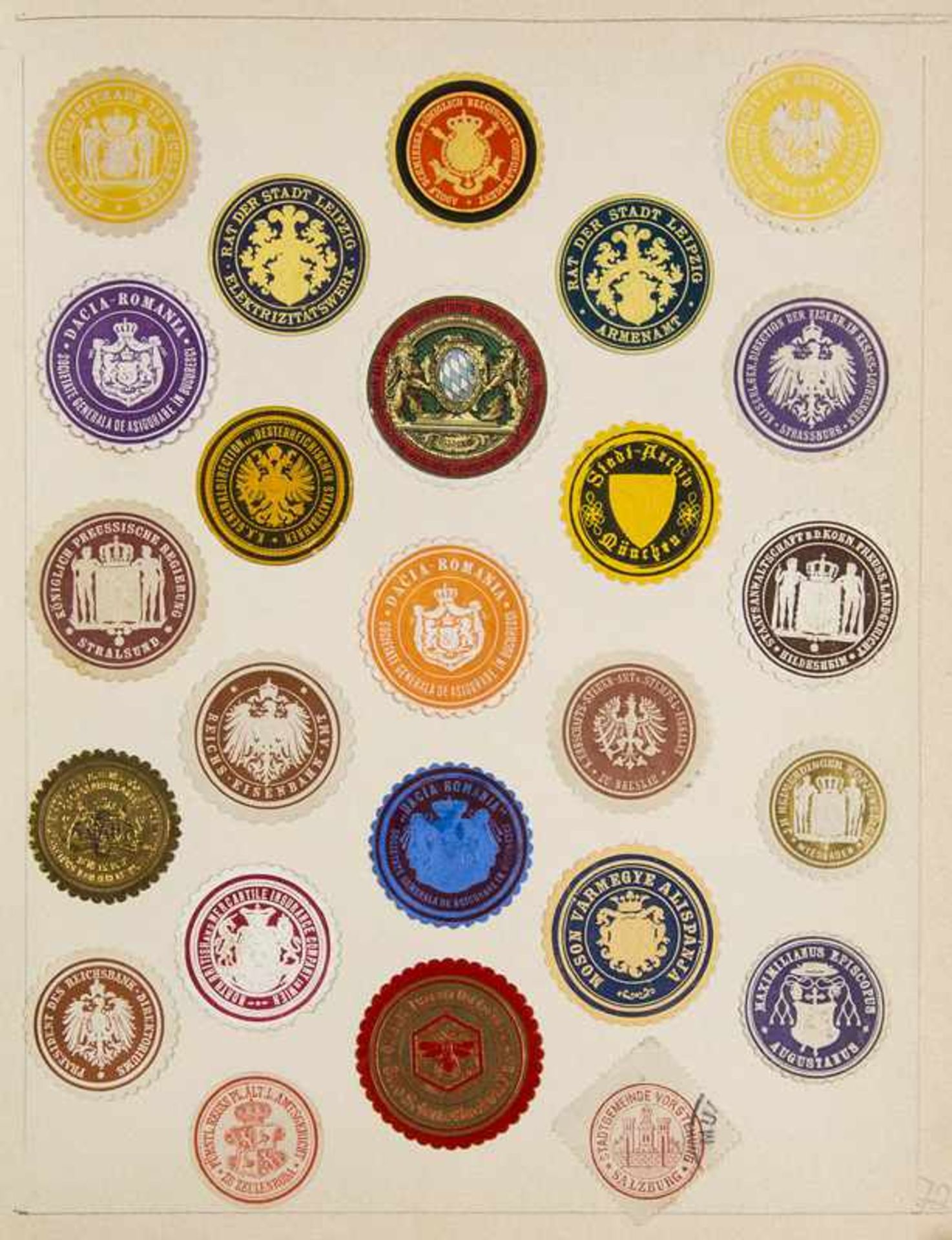Heraldik Sammlung von über 2800 Siegelmarken. Meist Deutschland, tls. (ca. 400) Dänemark, um 1870-