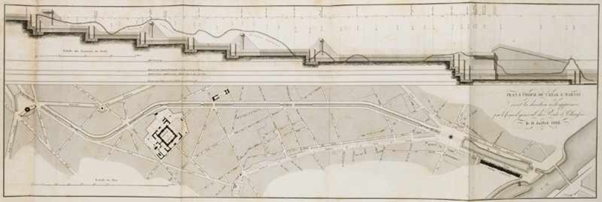 France - Paris Devis général du canal Saint-Martin. With one stabbed. Plan of the canal. Paris,