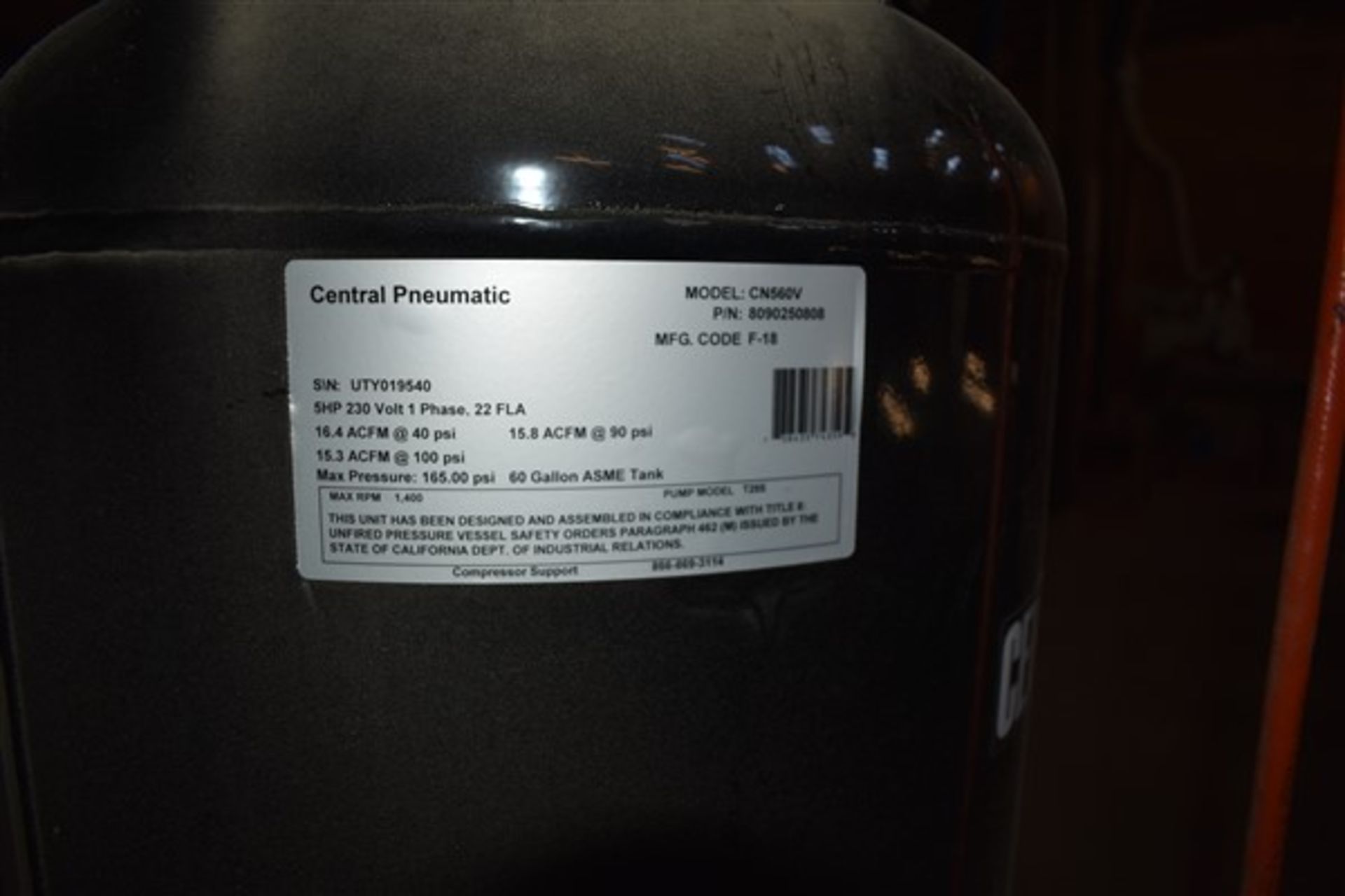 Central Pneumatic Air Compressor - Image 3 of 6