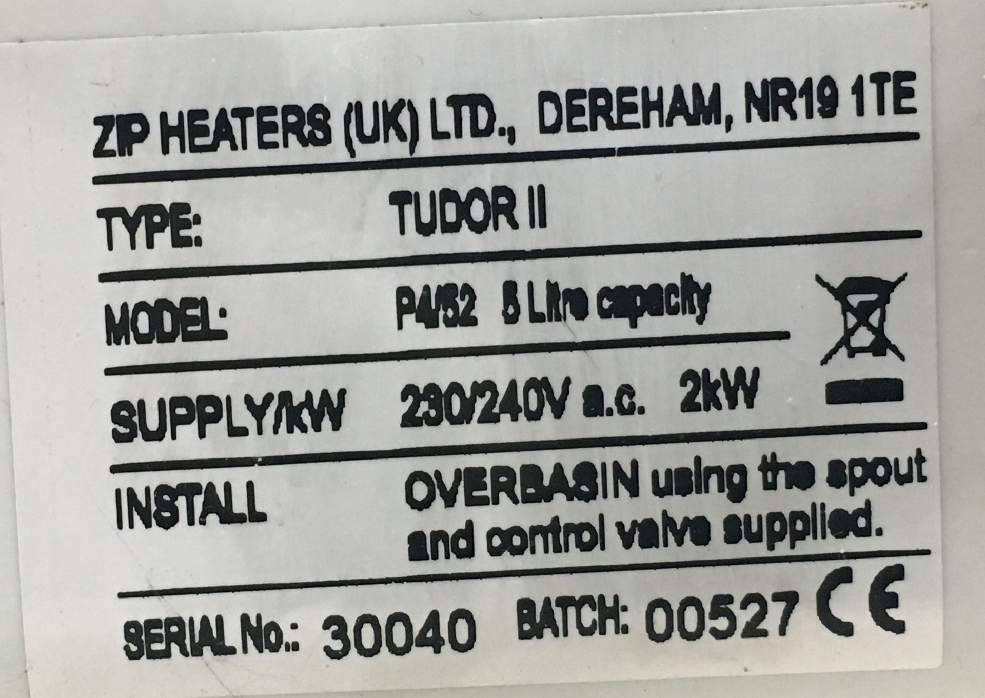 Zip Tudor 2 P452 8 Litre Water Boiler - Image 2 of 2