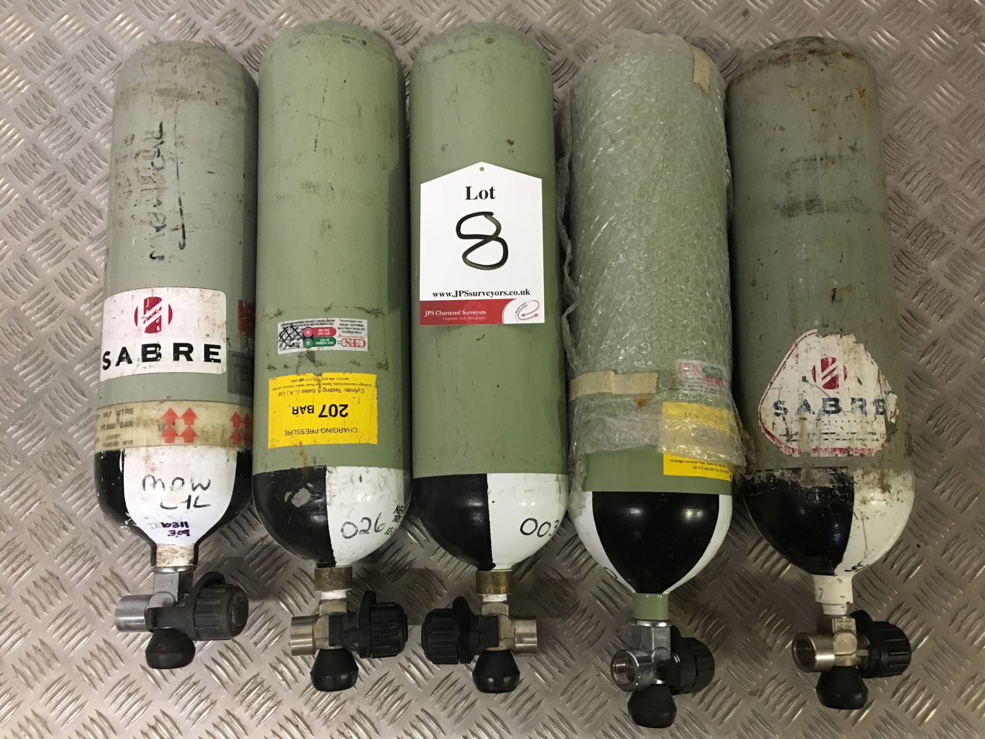 5 x Sabre 200 Bar Compressed Air Cylinder with Saver Valves