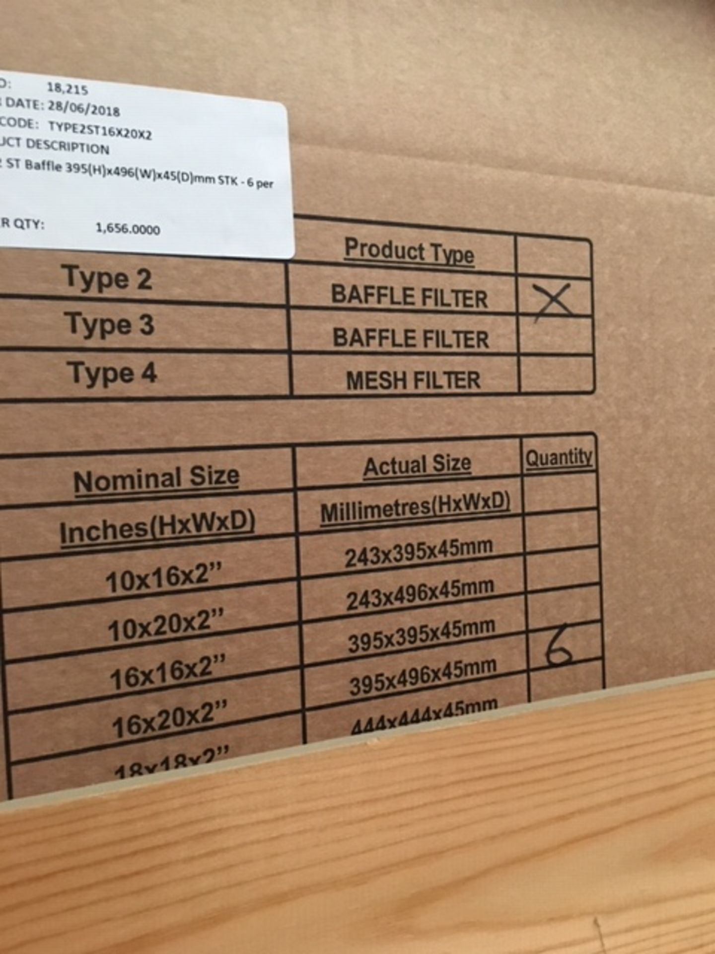 25 x Boxes of Type 2 Baffele Filters - 395mm x 496mm x 45mm - 6 per box - Bild 3 aus 3