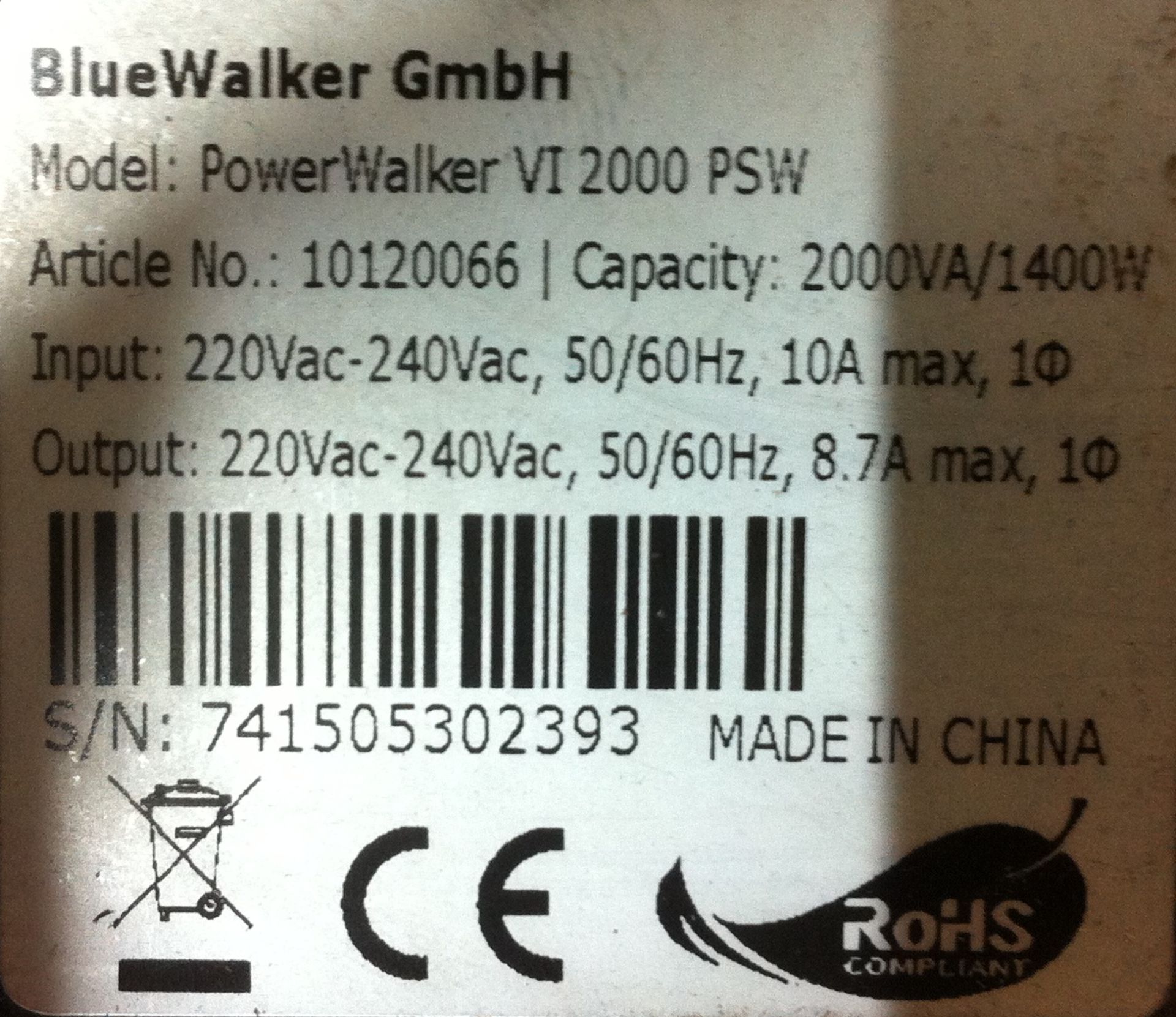 Power Walker VI 2000 PSW UPS - Image 2 of 2