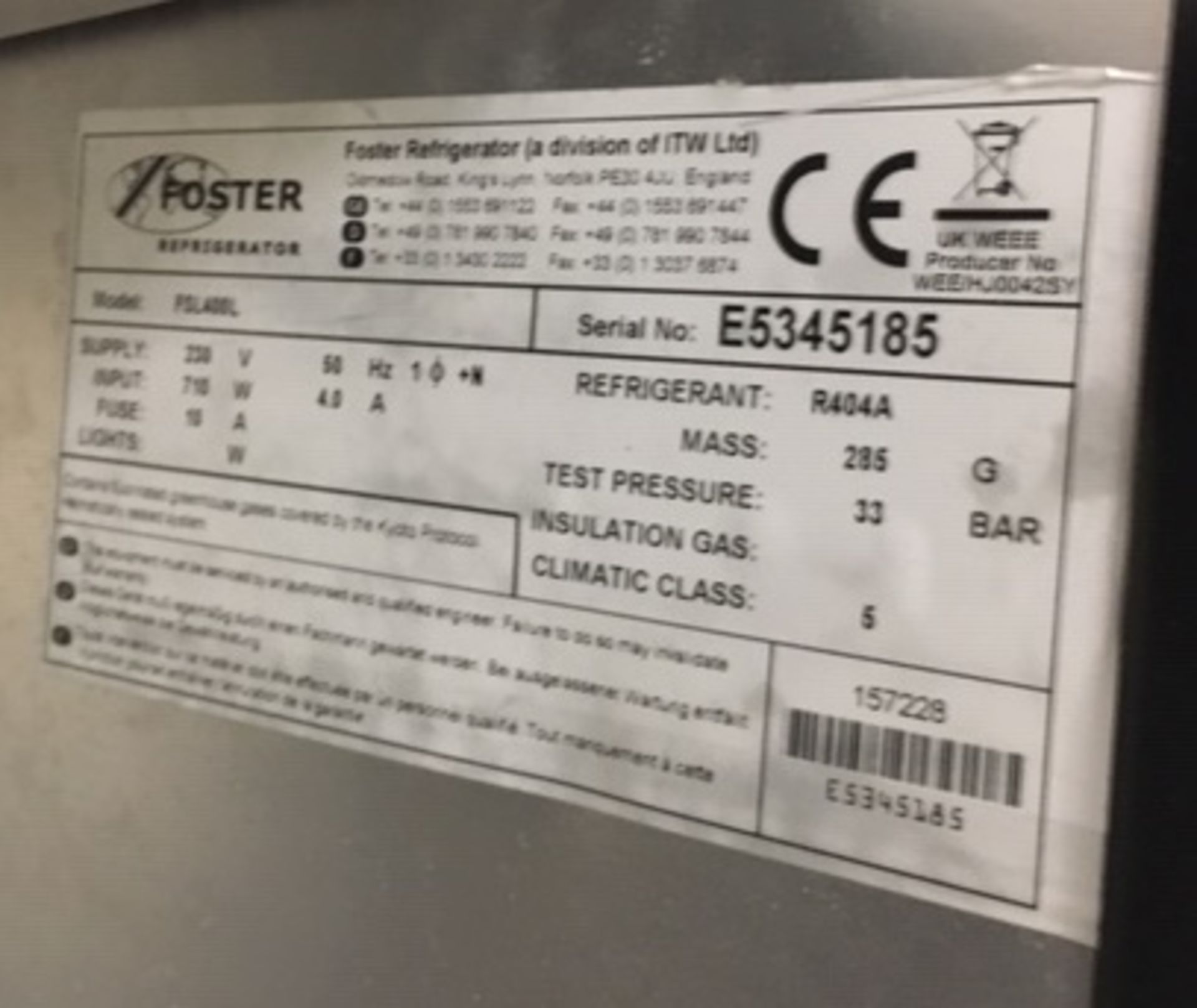 Foster FSL400L Slimline Upright Freezer - Image 5 of 5