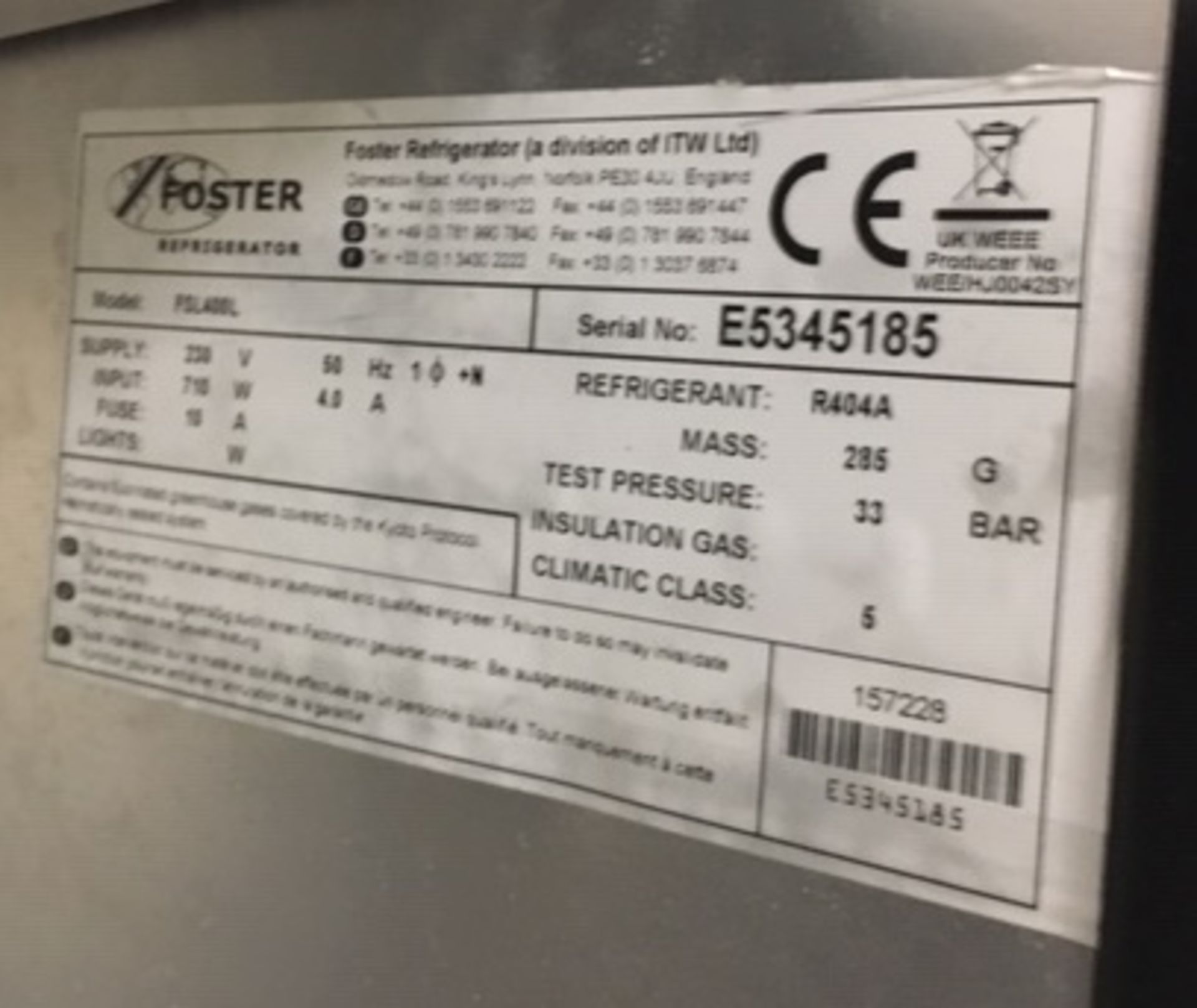 Foster FSL400L Slimline Upright Freezer - Bild 5 aus 5