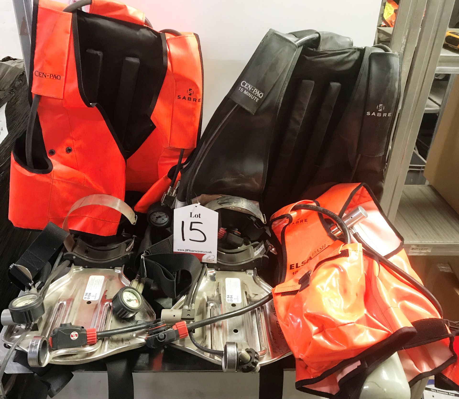 Quantity of breathing apparatus incl: vests and cylinder backpacks