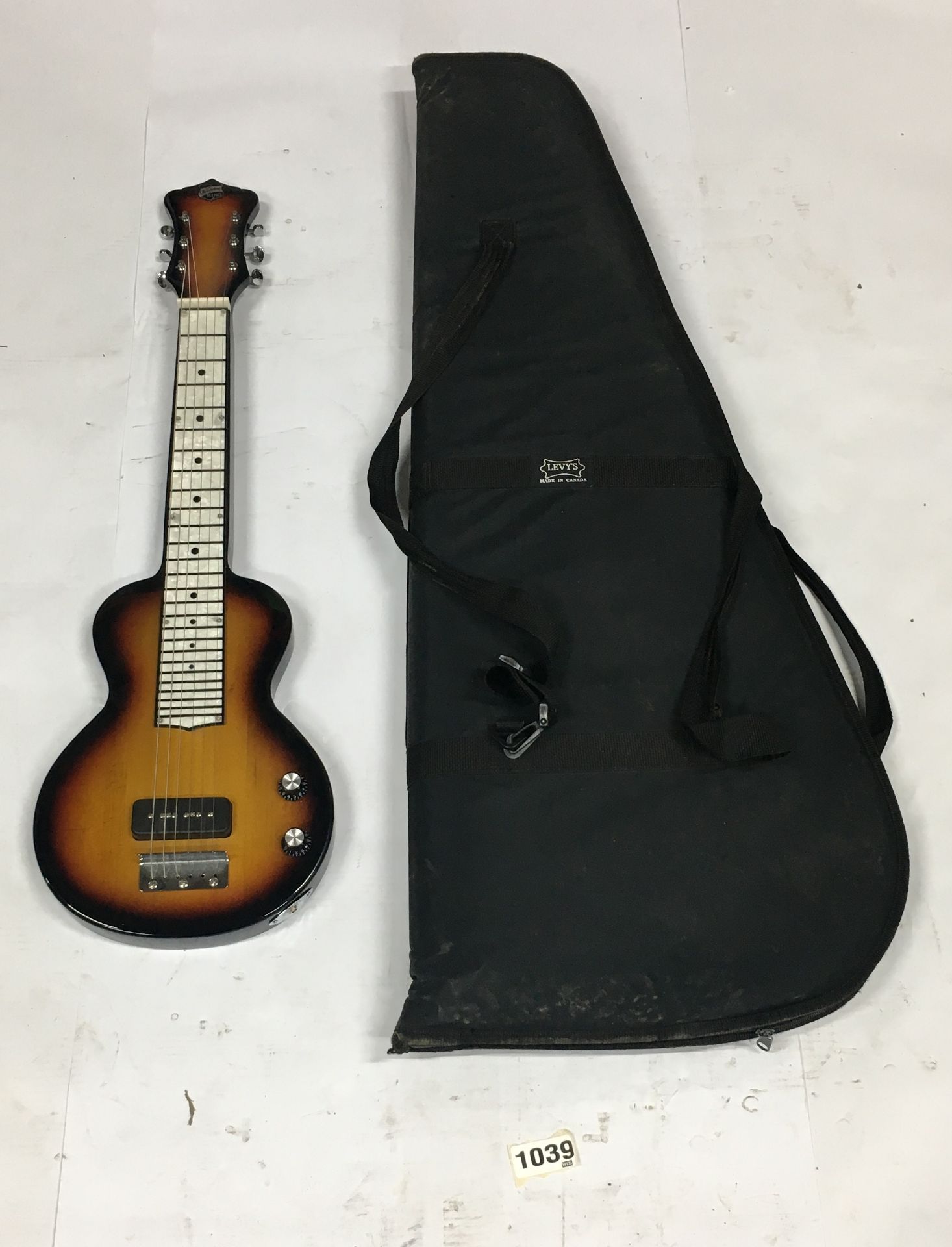 Recording King Mini Electric Guitar in bag