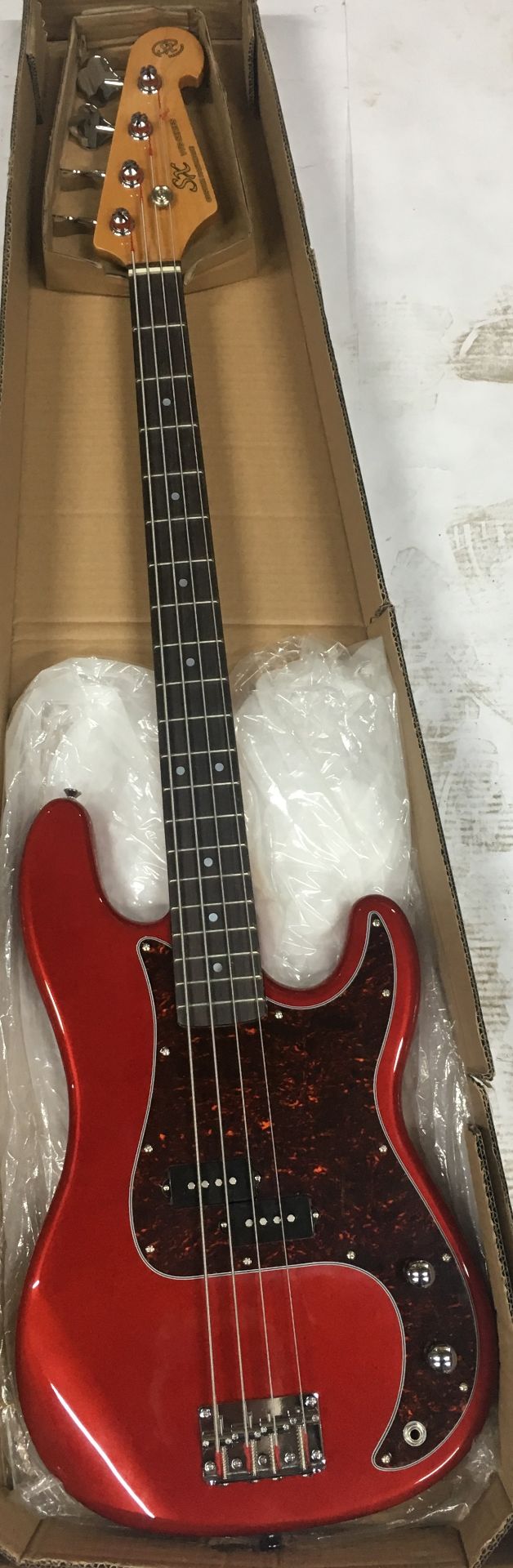 SX 'P' Bass Guitar in Red w/ GIG Bag | In Box | New | RRP £175 - Image 2 of 3