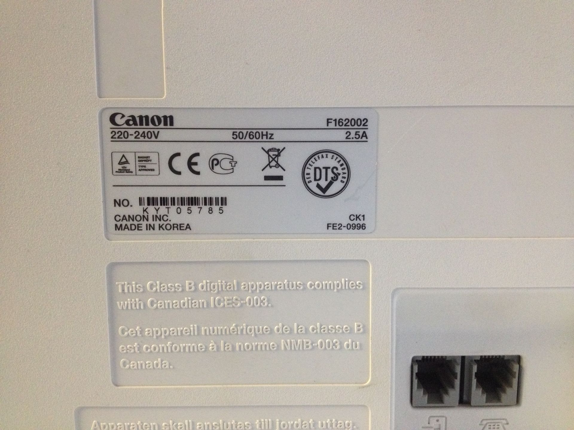 Canon i-SENSYS FAX-L150 Laser Fax Machine - Image 4 of 4