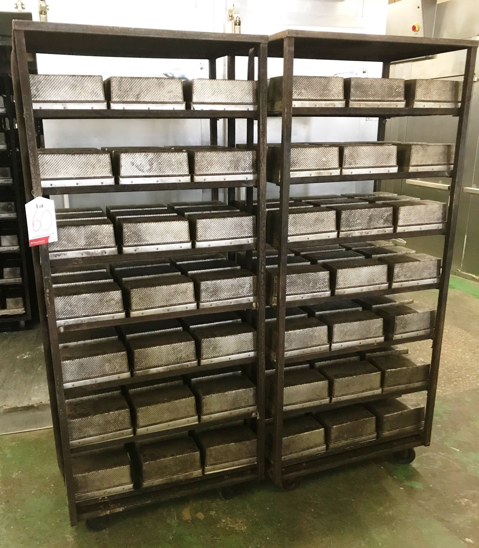 16 x 7 Level Bakery Racks w/ 3 Loaf Baking Tins - Approx 300+ Tins