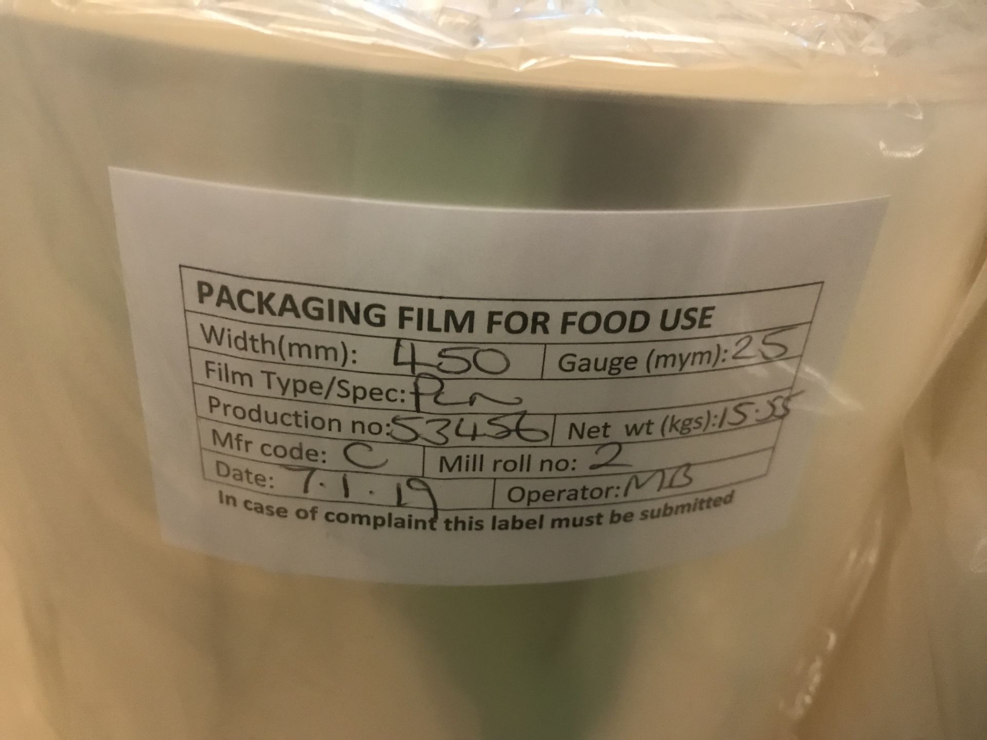 7 x Rolls of Packaging Film For Food Use | 5 x 450mm & 2 x 500mm Width - Image 2 of 3