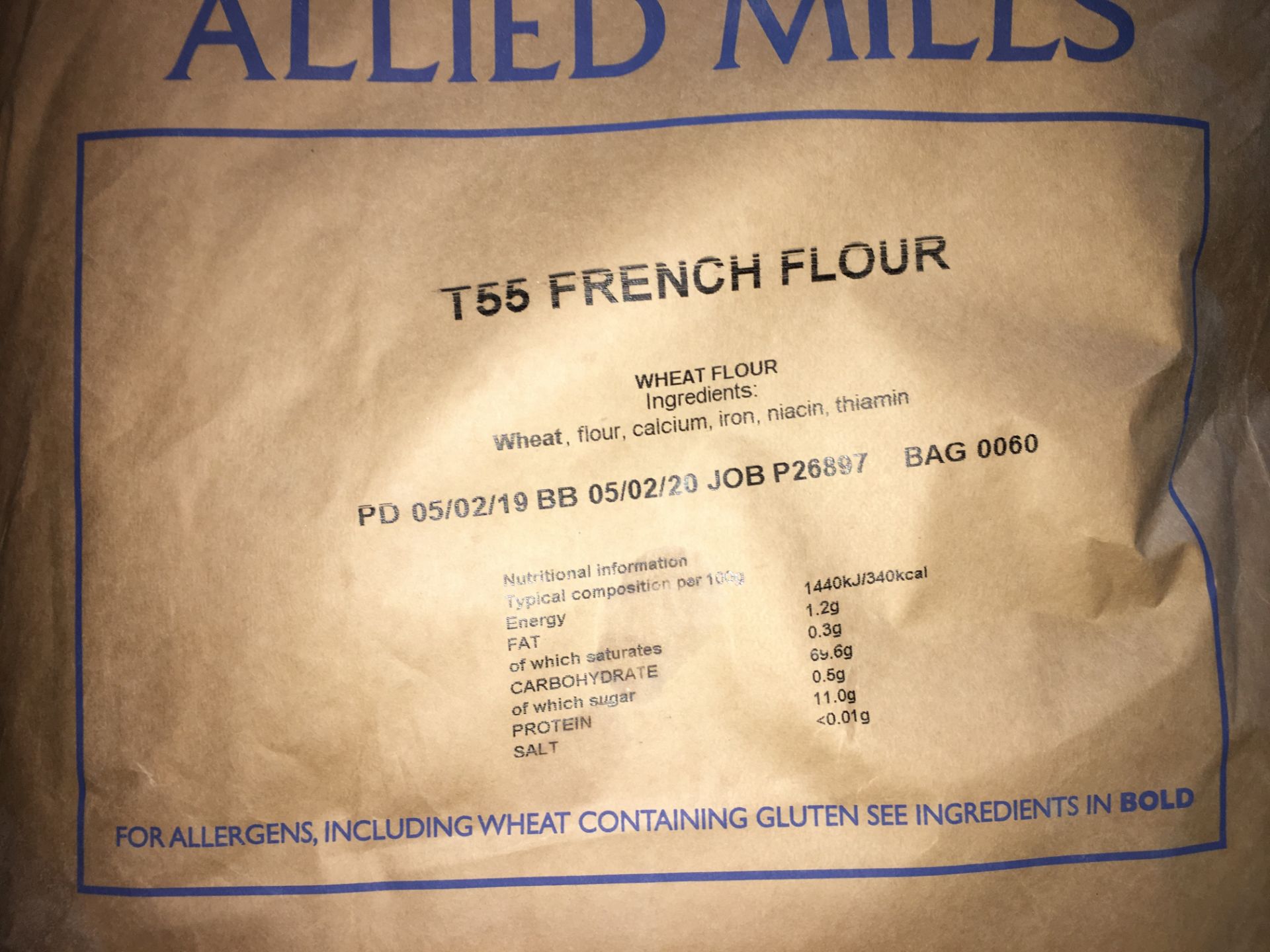 18 x 16kg Bags of Allied Mills T55 French Flour - Bild 3 aus 3