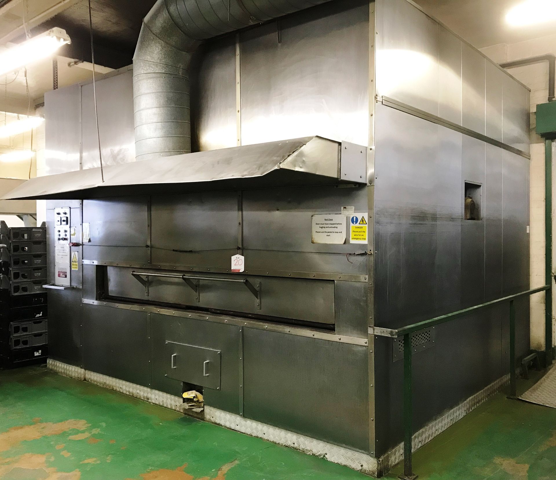 Acrivarn 48 Pan Reel Gas Oven w/ Extraction Canopy | Advised YOM: 1995 | Approx Size: 4.5m W x 3.75M