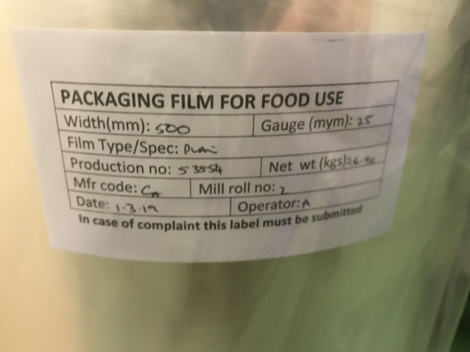 7 x Rolls of Packaging Film For Food Use | 5 x 450mm & 2 x 500mm Width - Image 3 of 3