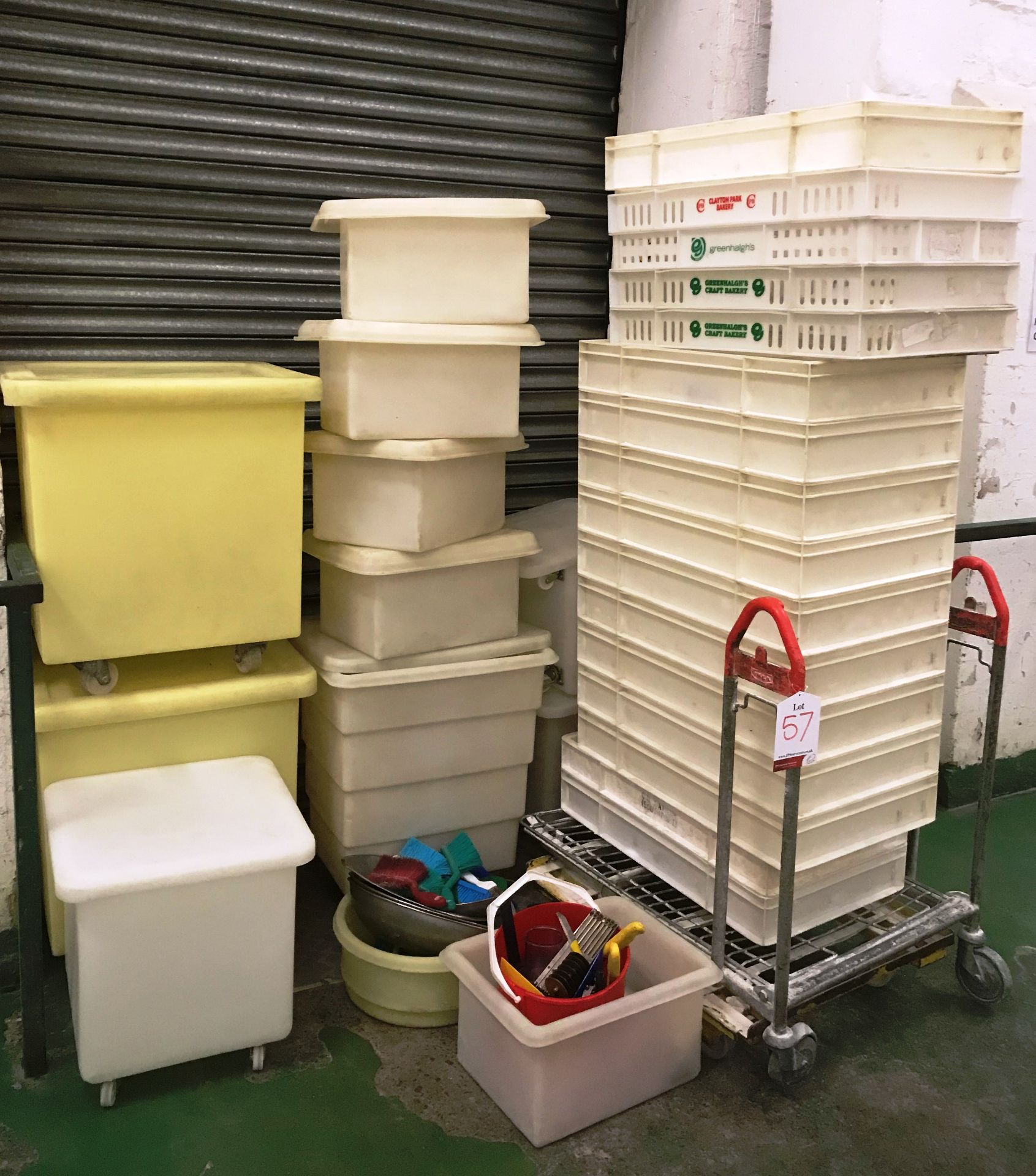 Mixed Lot of Ingredient Bins, Trays & Utensils - As Pictured